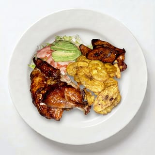 Quarter Roasted Chicken with Salad and Side Dish