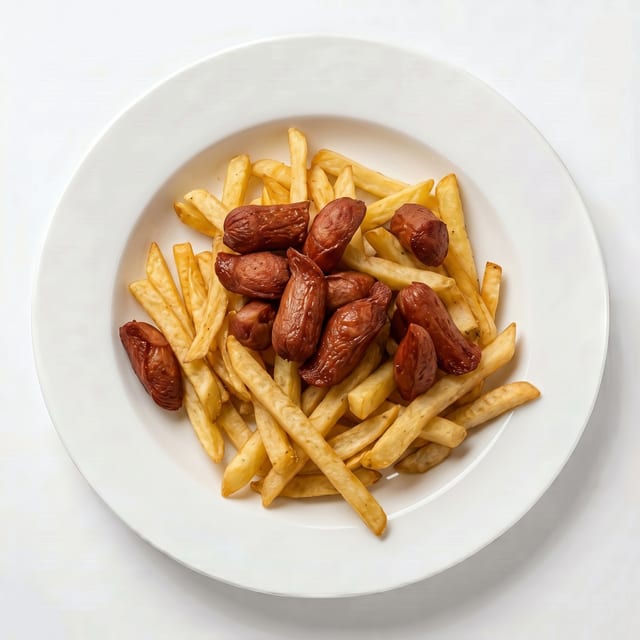 French Fries with Hot Dogs.