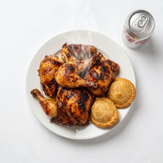 Roasted Chicken, 2 Empanadas and Coke